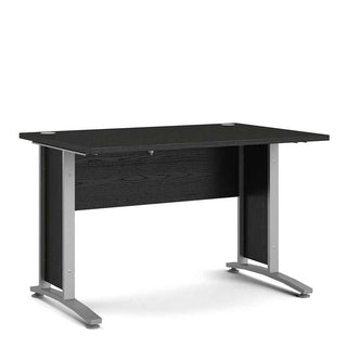 Giant Lobelia Desk 120cm in Black Woodgrain with Silver Grey Steel Legs - Giant Lobelia