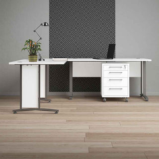 Corner Desk Top in White with White Legs - Giant Lobelia