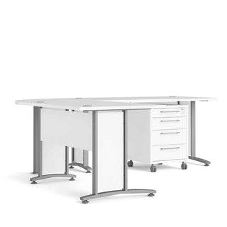 Corner Desk Top in White with White Legs - Giant Lobelia