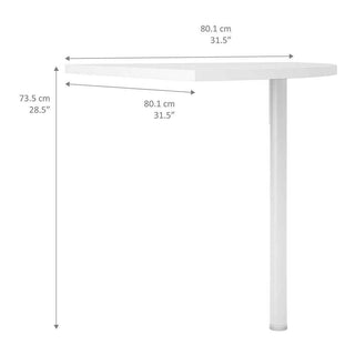 Corner Desk Top in White with White Legs - Giant Lobelia