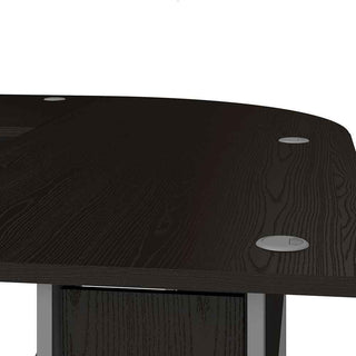 Corner Desk Top in Black Woodgrain with Silver Grey Steel Legs - Giant Lobelia