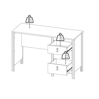 Barcelona Desk 3 Drawers in White - Giant Lobelia