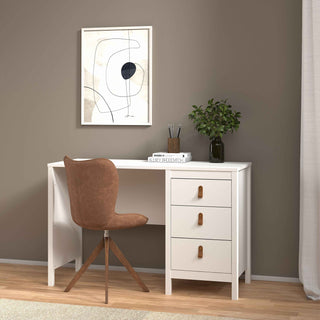 Barcelona Desk 3 Drawers in White - Giant Lobelia