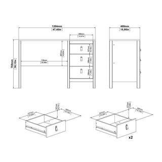 Barcelona Desk 3 Drawers in Matt Black - Giant Lobelia