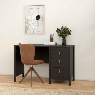 Barcelona Desk 3 Drawers in Matt Black - Giant Lobelia