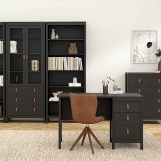 Barcelona Desk 3 Drawers in Matt Black - Giant Lobelia