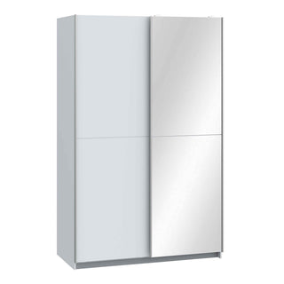 Babetta 2 Door Sliding Wardrobe in Matt White with Mirrored Door - Giant Lobelia