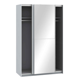 Babetta 2 Door Sliding Wardrobe in Matt White with Mirrored Door - Giant Lobelia