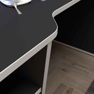 Black Gaming Desk with White Trim and Colour Changing LED - Giant Lobelia