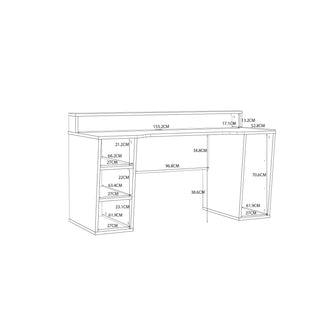 Black Gaming Desk with White Trim and Colour Changing LED - Giant Lobelia