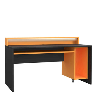 Black/Orange Gaming Desk with Colour Changing LED - Giant Lobelia