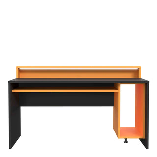 Black/Orange Gaming Desk with Colour Changing LED - Giant Lobelia