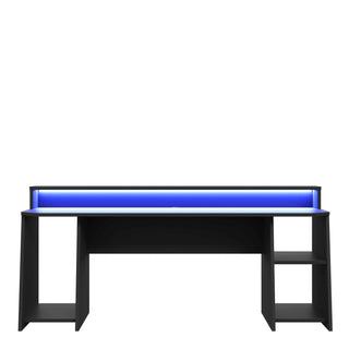 Wide Black Gaming Desk with Colour Changing LED - Giant Lobelia