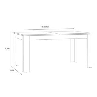 Extending Dining Table 160-207cm in Riviera Oak/White - Giant Lobelia