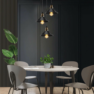 Black 3 Way Pendant Light Fixture Cone Shade Hanging Pendant Ceiling Lights~1492 - Giant Lobelia