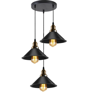 Black 3 Way Pendant Light Fixture Cone Shade Hanging Pendant Ceiling Lights~1492 - Giant Lobelia