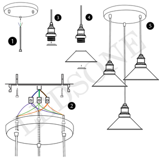 Black 3 Way Pendant Light Fixture Cone Shade Hanging Pendant Ceiling Lights~1492 - Giant Lobelia