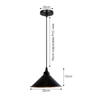 Industrial Vintage Ratio single head Round Black cone Ceiling Pendent lights E27 Holder Chandelier~3709 - Giant Lobelia