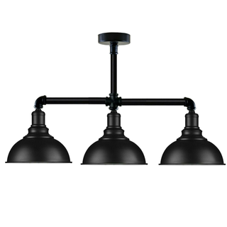 Industrial Vintage Retro Ceiling Pipe Light Black Dome Shade E27 UK Flush Lights~3732 - Giant Lobelia