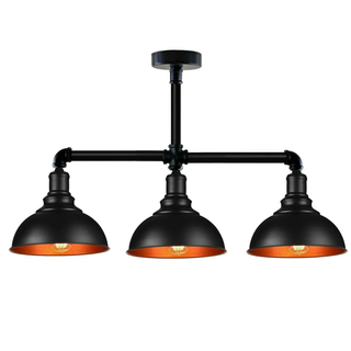 Industrial Vintage Retro Ceiling Pipe Light Black Dome Shade E27 UK Flush Lights~3732 - Giant Lobelia