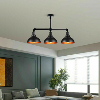 Industrial Vintage Retro Ceiling Pipe Light Black Dome Shade E27 UK Flush Lights~3732 - Giant Lobelia