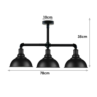 Industrial Vintage Retro Ceiling Pipe Light Black Dome Shade E27 UK Flush Lights~3732 - Giant Lobelia