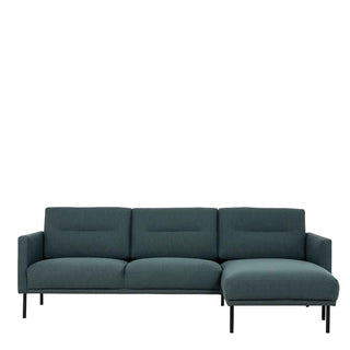 Larvik Chaiselongue Sofa (RH) - Dark Green, Black Legs - Giant Lobelia