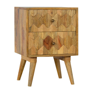 Pineapple Carve 2 Drawer Bedside - Giant Lobelia