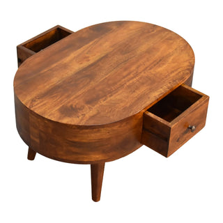 Mini Chestnut Rounded Coffee Table - Giant Lobelia